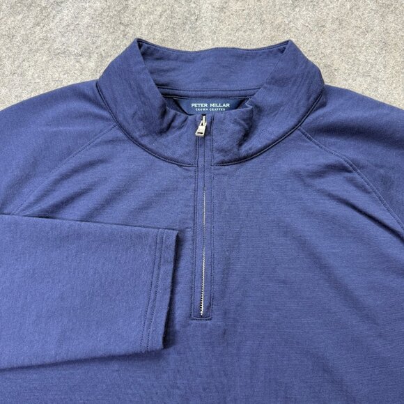 Peter Millar Sweater Excursionist Flex Performance Pullover Men XL Blue 1/4 Zip - Picture 1 of 14